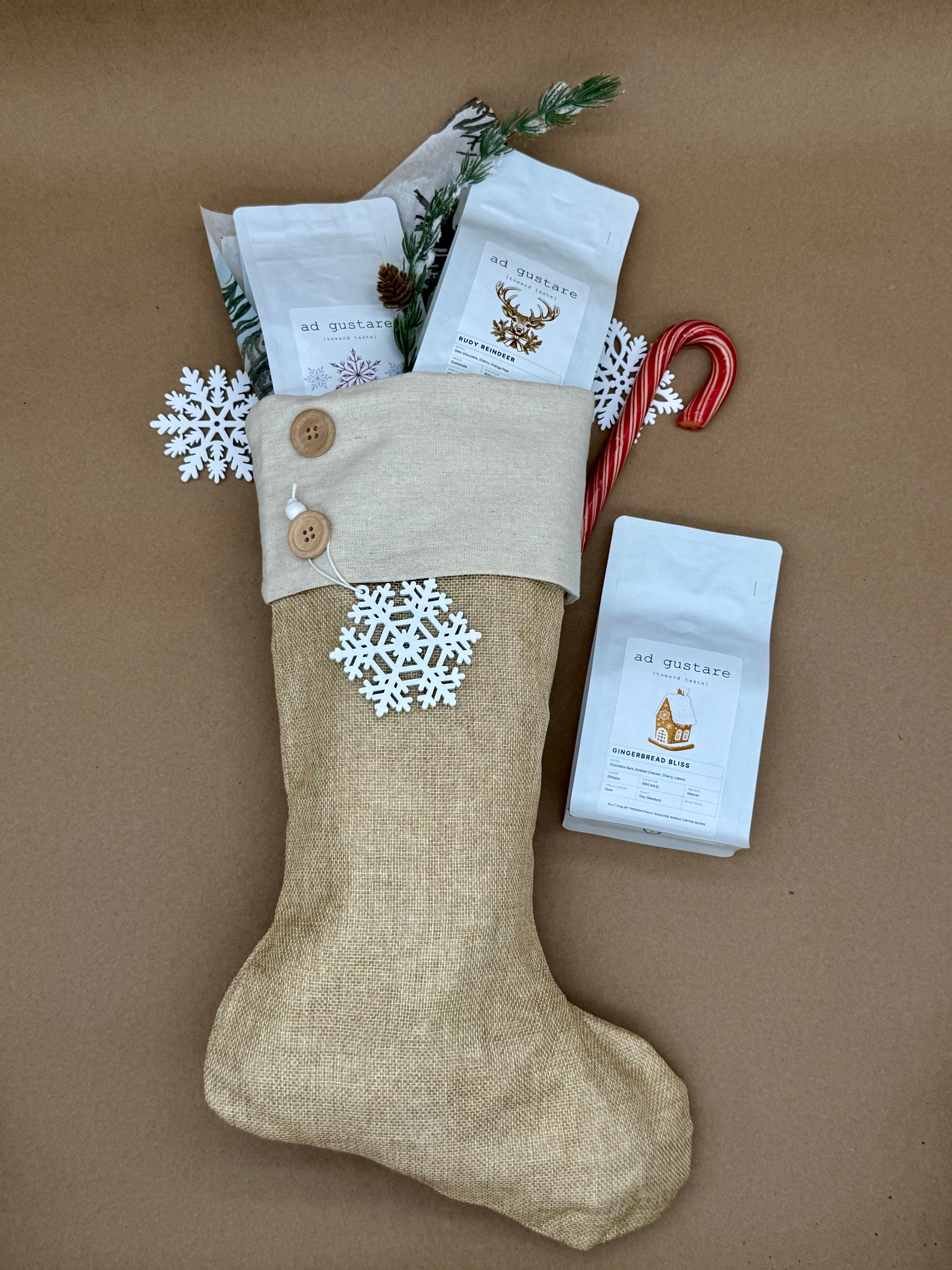 Natural Burlap Holiday Stocking Trio