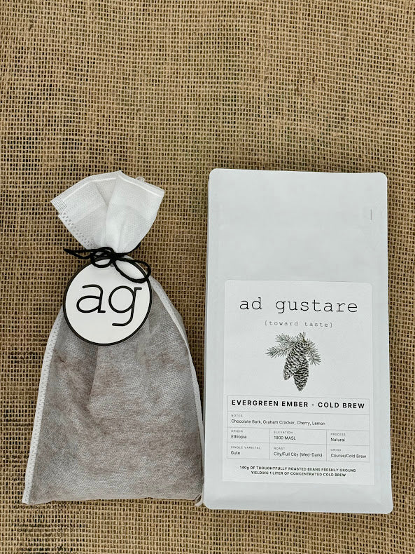 ad gustare Evergreen Ember with cold brew sachet bag